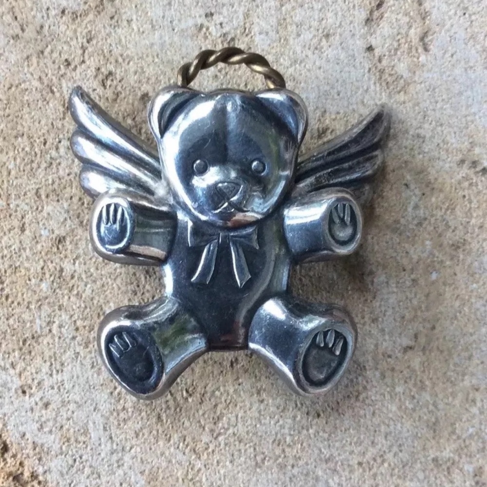 Gold & Silver Tone Teddy Bear Angel Brooch/Pin